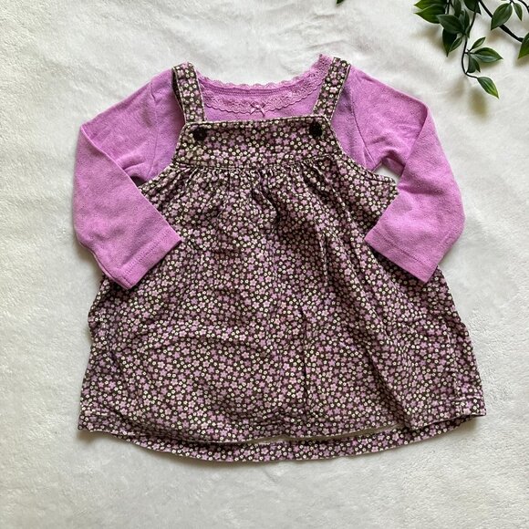 Carter’s Baby Girl Outfit Size 9M | Purple Bodysuit + Corduroy Jumper Dress GUC - Picture 2 of 16